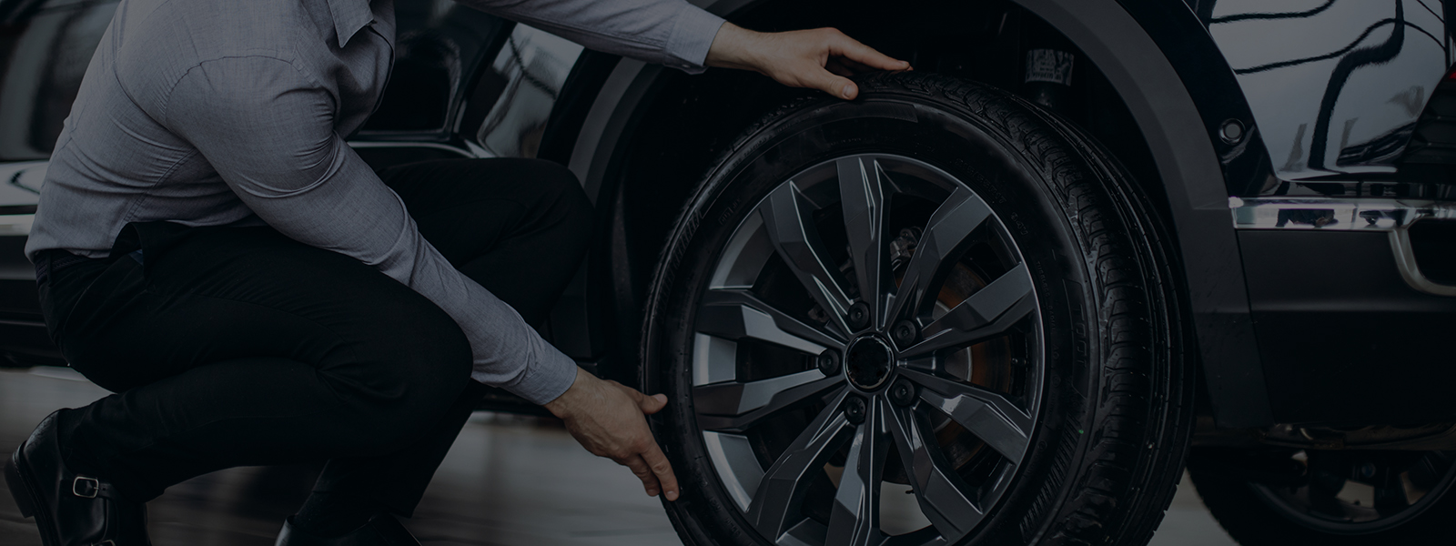 Man checking tires